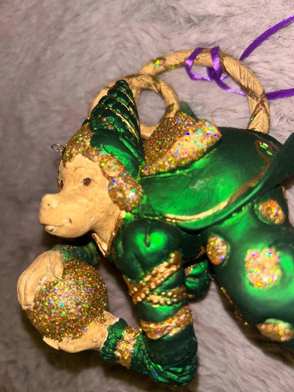 Vintage Mark Robert’s Green and Gold Fantasy Monkey Ornament